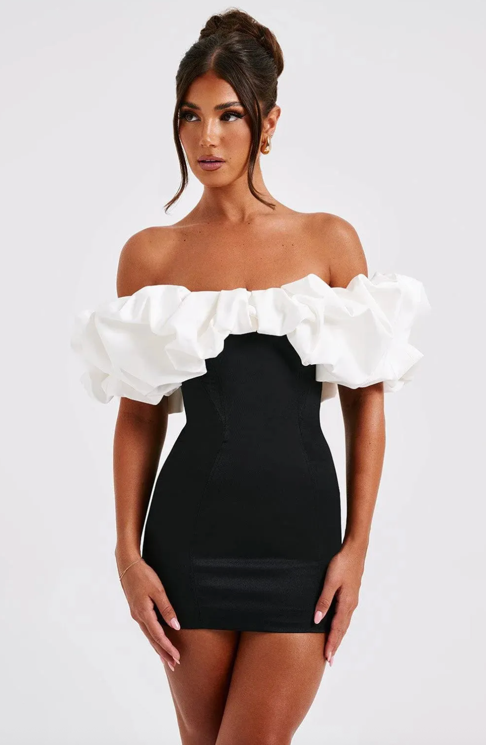 Dames Off-Shoulder Mini Jurk met Ruches | Strakke Luxe Corset Jurk | Garoline