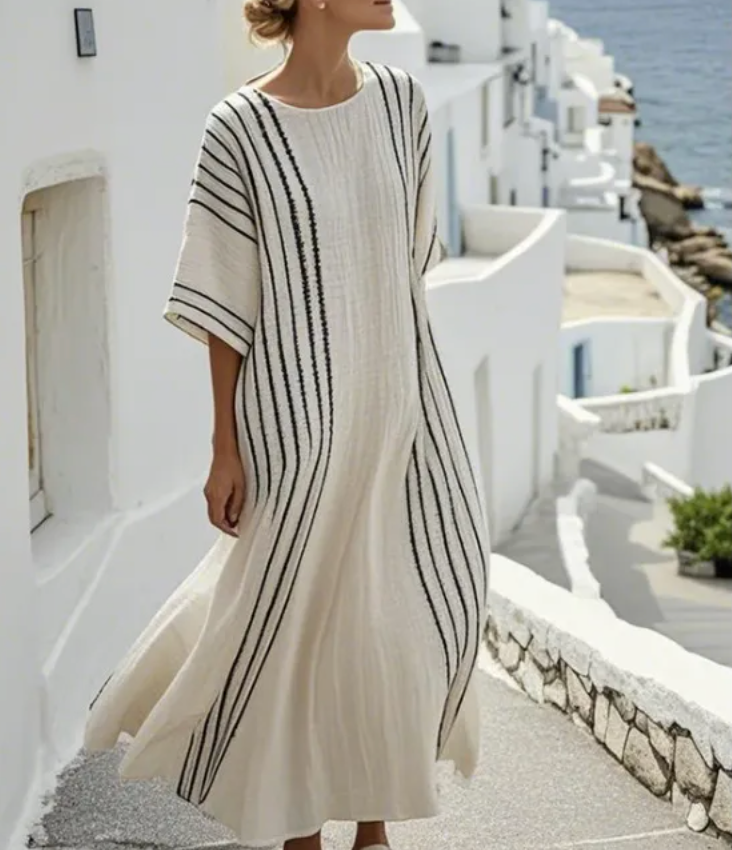 Dames Luchtige Linnen Look Resort Kaftan Maxi Jurk | Garrakesh