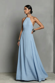Dames Luchtige Linnen Look Halter Maxi Jurk | Fashion Basic | Garusia