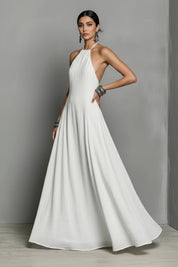 Dames Luchtige Linnen Look Halter Maxi Jurk | Fashion Basic | Garusia