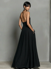 Dames Luchtige Linnen Look Halter Maxi Jurk | Fashion Basic | Garusia