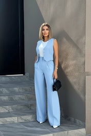 Dames Elegante 2-Delige Set Met Gilet En Wide Leg Broek | Voor Werk & Casual Chic Looks | Gasarina