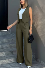 Dames Elegante 2-Delige Set Met Gilet En Wide Leg Broek | Voor Werk & Casual Chic Looks | Gasarina