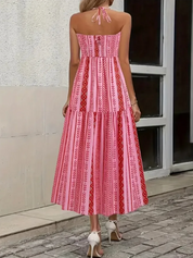 Dames Boho Maxi Jurk met Print en Halterdetail | Luchtig, Vrouwelijk en Perfect voor Zomerse Dagen | Ganisha