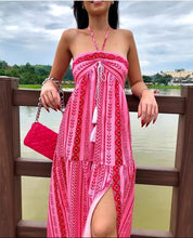 Dames Boho Maxi Jurk met Print en Halterdetail | Luchtig, Vrouwelijk en Perfect voor Zomerse Dagen | Ganisha
