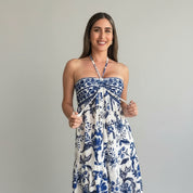 Dames Boho Maxi Jurk met Print en Halterdetail | Luchtig, Vrouwelijk en Perfect voor Zomerse Dagen | Ganisha