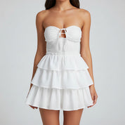 Dames Strapless Jurk met Ruches en Strikdetail | Luchtige Zomer Jurk | Gatasja