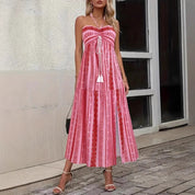 Dames Boho Maxi Jurk met Print en Halterdetail | Luchtig, Vrouwelijk en Perfect voor Zomerse Dagen | Ganisha