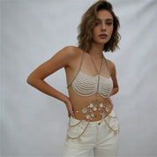 Dames Luxe Parel Halter Top | Perfect voor je Festival en Strand Look | Gearl