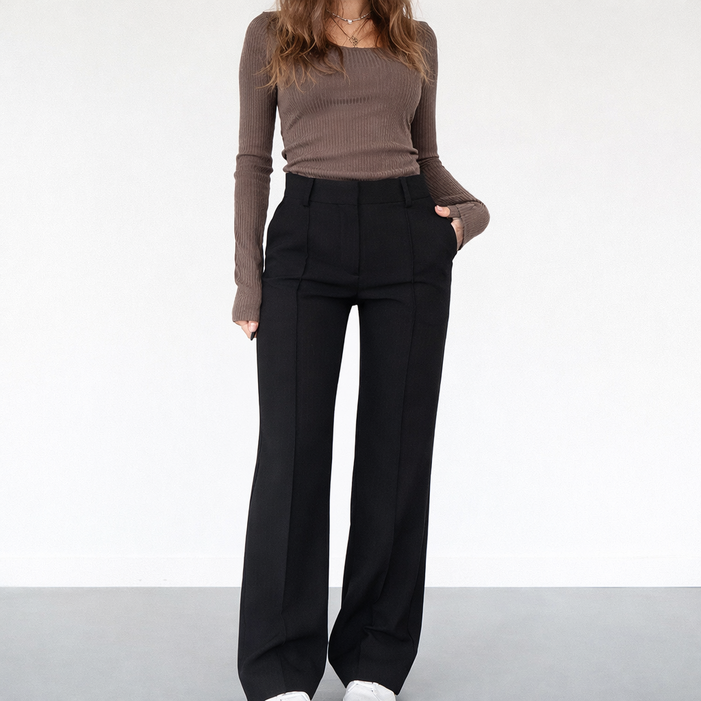 Dames Trendy High-Waist Straight Leg Pantalon | Korean Style Casual Chic | Geaudine