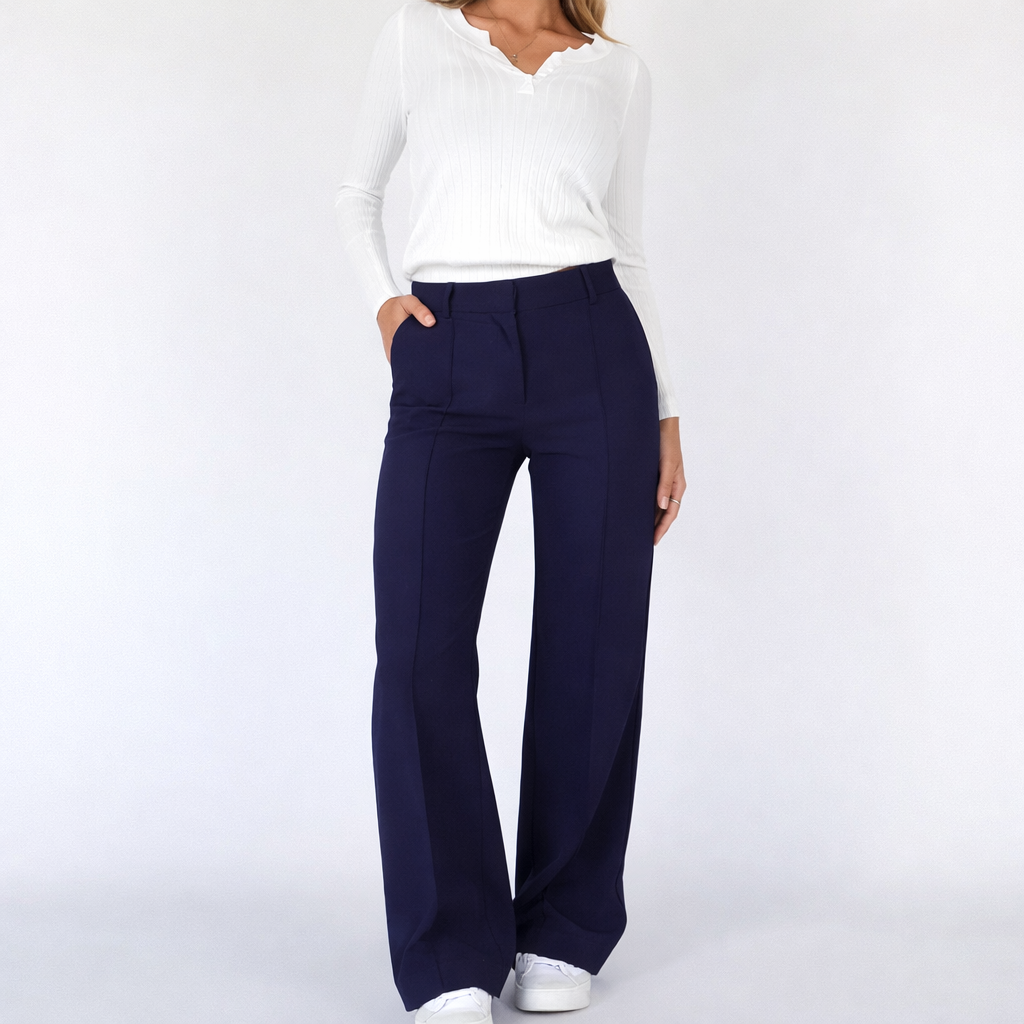 Dames Trendy High-Waist Straight Leg Pantalon | Korean Style Casual Chic | Geaudine