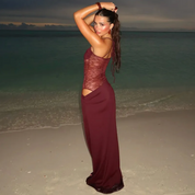 Dames Sexy Lace Maxi Jurk | Transparante Kant Jurk met Aansluitende Pasvorm | Genesia
