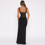Dames Sexy Lace Maxi Jurk | Transparante Kant Jurk met Aansluitende Pasvorm | Genesia