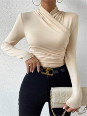 Dames Elegante Cross-Over Top met Plooidetail en Getailleerde Pasvorm | Slim Fit | Georgia