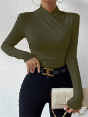Dames Elegante Cross-Over Top met Plooidetail en Getailleerde Pasvorm | Slim Fit | Georgia