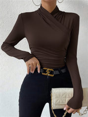 Dames Elegante Cross-Over Top met Plooidetail en Getailleerde Pasvorm | Slim Fit | Georgia