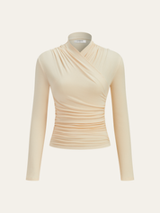 Dames Elegante Cross-Over Top met Plooidetail en Getailleerde Pasvorm | Slim Fit | Georgia