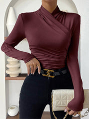 Dames Elegante Cross-Over Top met Plooidetail en Getailleerde Pasvorm | Slim Fit | Georgia