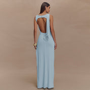 Dames Elegante Maxi Jurk met Open Rug | Slim Fit en Trendy | Georgina