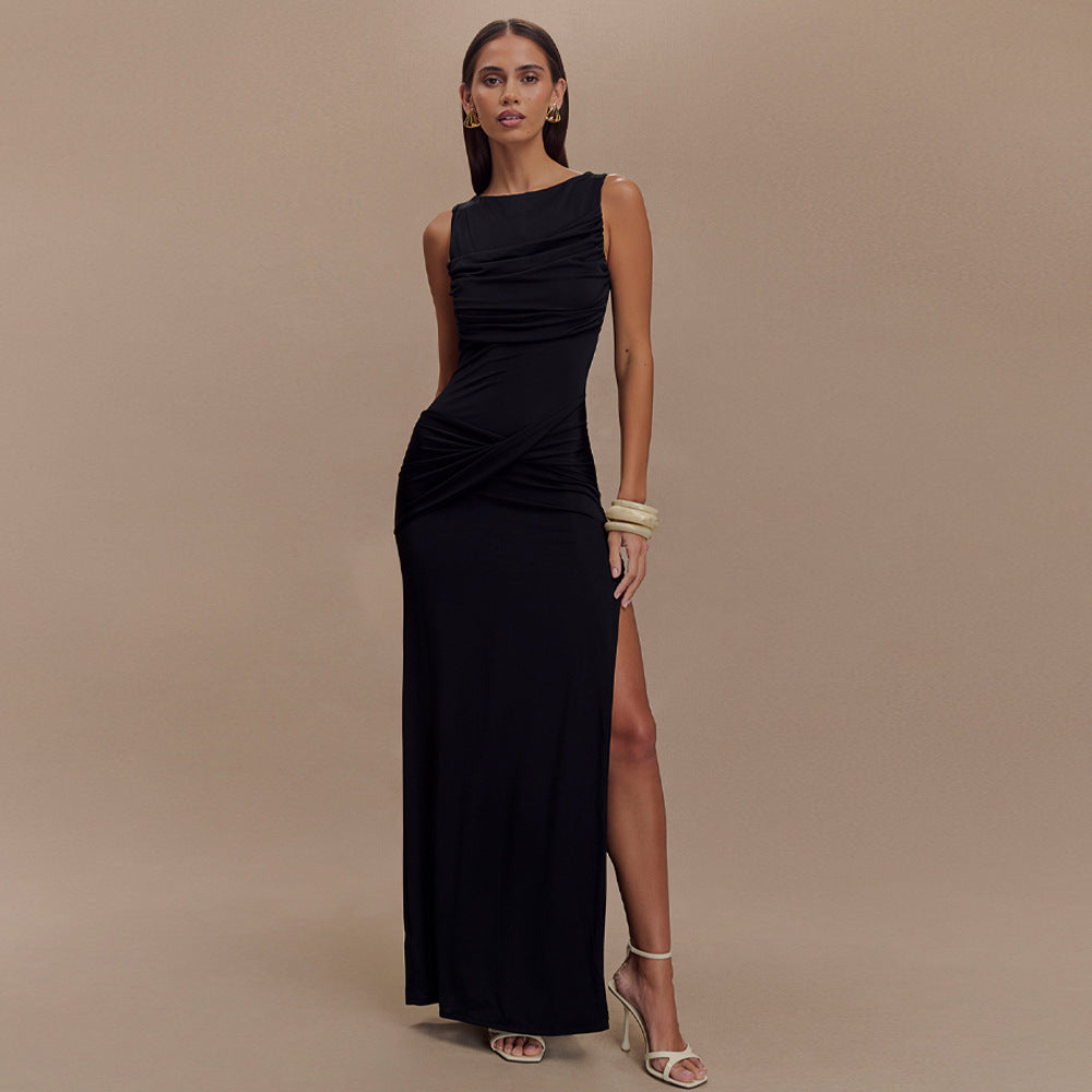 Dames Elegante Maxi Jurk met Open Rug | Slim Fit en Trendy | Georgina