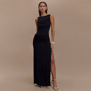 Dames Elegante Maxi Jurk met Open Rug | Slim Fit en Trendy | Georgina