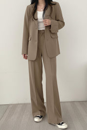 Dames Trendy Korean Style Pak Set met Oversized Blazer En Wide Leg Broek | Geoul