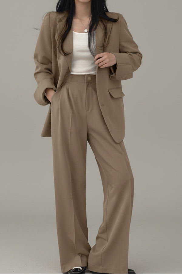 Dames Trendy Korean Style Pak Set met Oversized Blazer En Wide Leg Broek | Geoul