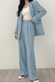 Dames Trendy Korean Style Pak Set met Oversized Blazer En Wide Leg Broek | Geoul