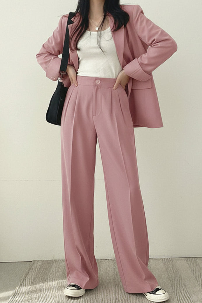 Dames Trendy Korean Style Pak Set met Oversized Blazer En Wide Leg Broek | Geoul