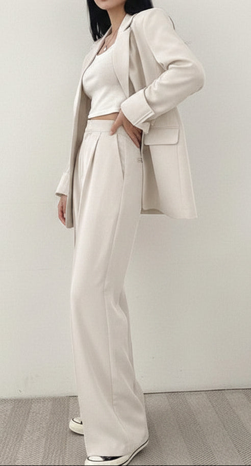 Dames Trendy Korean Style Pak Set met Oversized Blazer En Wide Leg Broek | Geoul