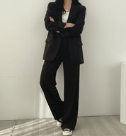 Dames Trendy Korean Style Pak Set met Oversized Blazer En Wide Leg Broek | Geoul