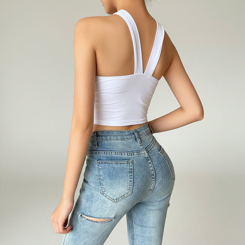 Dames Cross Halter Crop Top | Sexy Strapless Halter Top Met Open Halsdetail | Ghalina