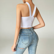 Dames Cross Halter Crop Top | Sexy Strapless Halter Top Met Open Halsdetail | Ghalina