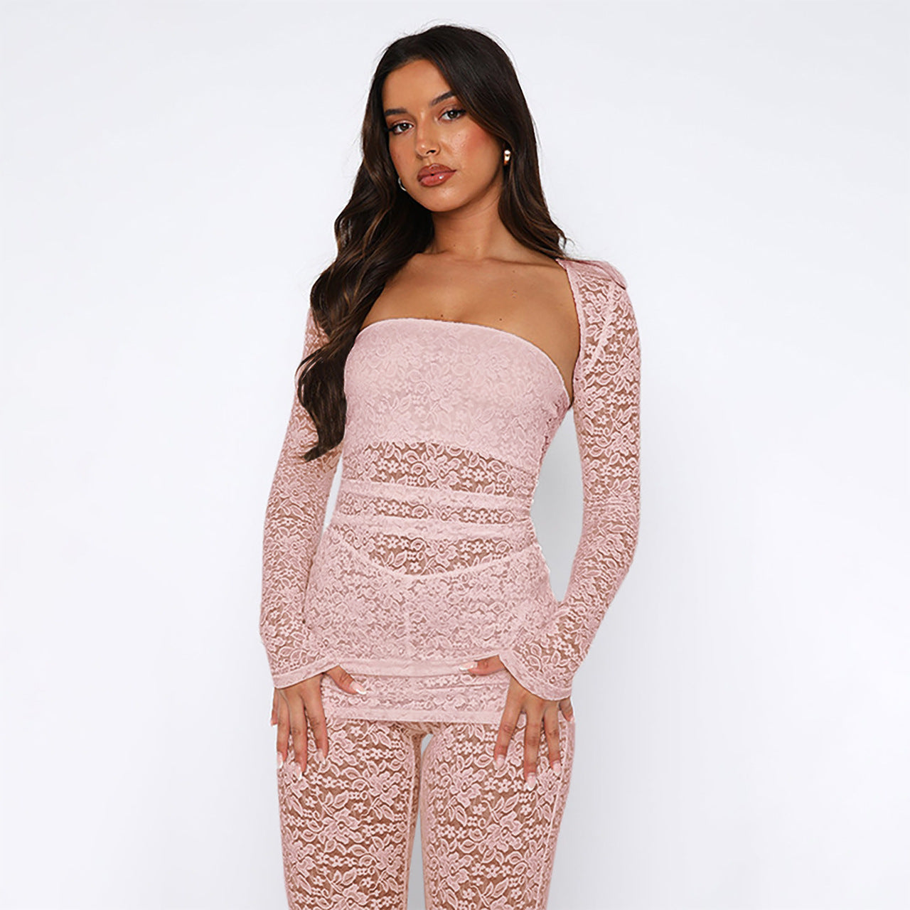 Dames Luxe Kant 3-Delige Set | Elegante Tube Top, Broek en Vest Set | Ghilaume