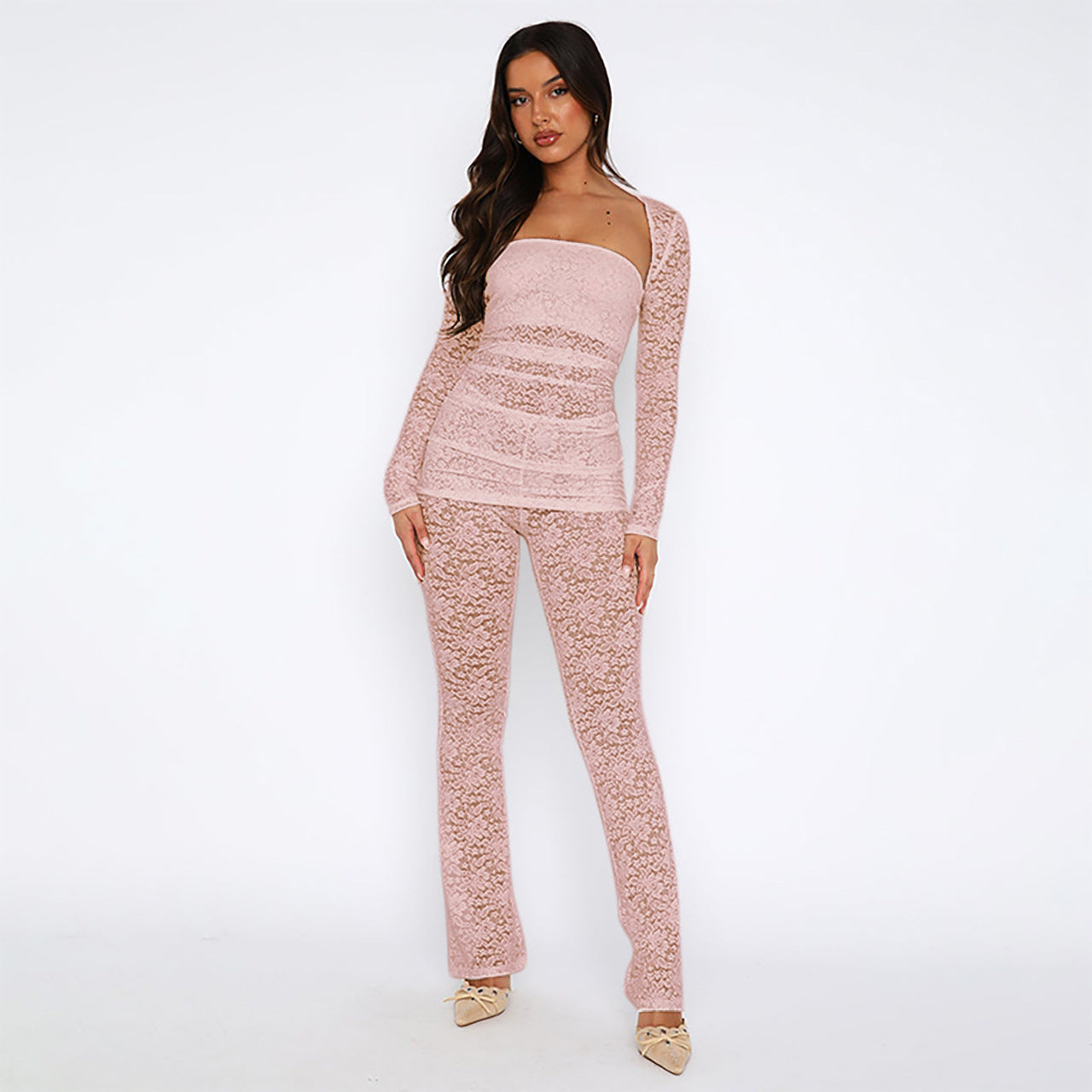 Dames Luxe Kant 3-Delige Set | Elegante Tube Top, Broek en Vest Set | Ghilaume