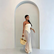 Dames Resort Stijl Gehaakte Maxi Jurk | Zomerse Elegantie & Luxe Strandlook | Giana