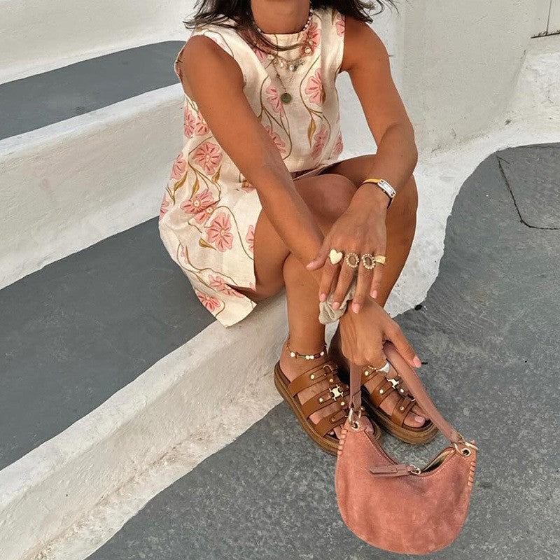 Dames Zomerse Print Jurk met Ronde Hals | Gibiza