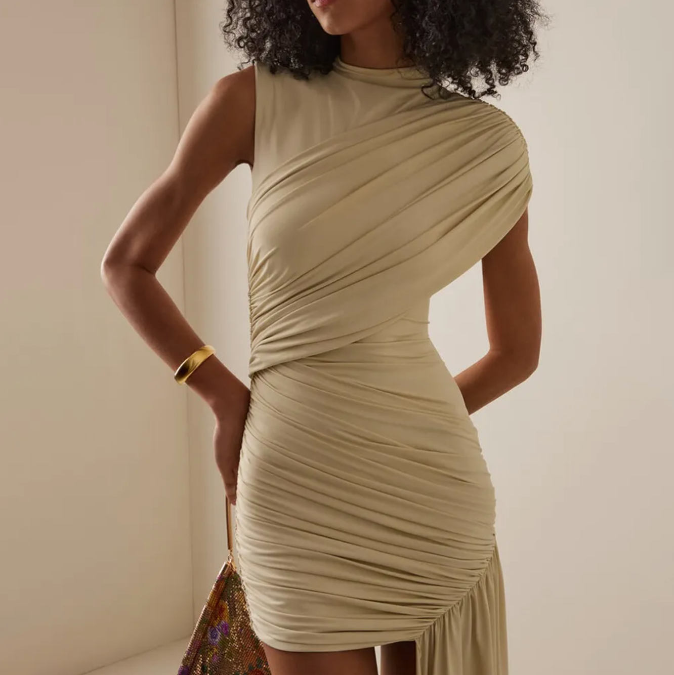 Dames Asymmetrische Mini Jurk met Draped Detail en Getailleerde Pasvorm | Slim Fit en Trendy | Gillian