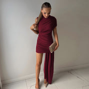 Dames Asymmetrische Mini Jurk met Draped Detail en Getailleerde Pasvorm | Slim Fit en Trendy | Gillian
