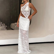 Dames Elegante Kant Set | Tweedelige Top en Maxi Rok met Open Detail | Gin