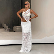 Dames Elegante Kant Set | Tweedelige Top en Maxi Rok met Open Detail | Gin