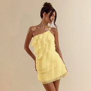 Dames Elegante Ruffle Mini Jurk | Speelse Pasvorm met Vrouwelijke Uitstraling | Ginger