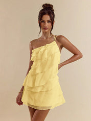 Dames Elegante Ruffle Mini Jurk | Speelse Pasvorm met Vrouwelijke Uitstraling | Ginger