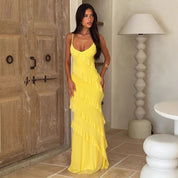 Dames Elegante Maxi Jurk met Ruffles | Vrouwelijke Pasvorm en Zomerse Look | Gioia