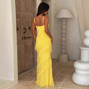 Dames Elegante Maxi Jurk met Ruffles | Vrouwelijke Pasvorm en Zomerse Look | Gioia