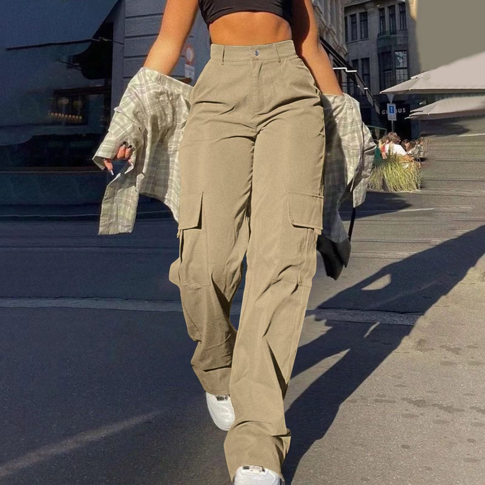 Dames Cargo Broek met Wijde Pijpen | Trendy en Stoer | Gisandra