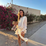 Dames Luchtige Elegante Set met Jurk Top en Shorts | Speelse Zomer Outfit met Luxe Uitstraling | Gisel