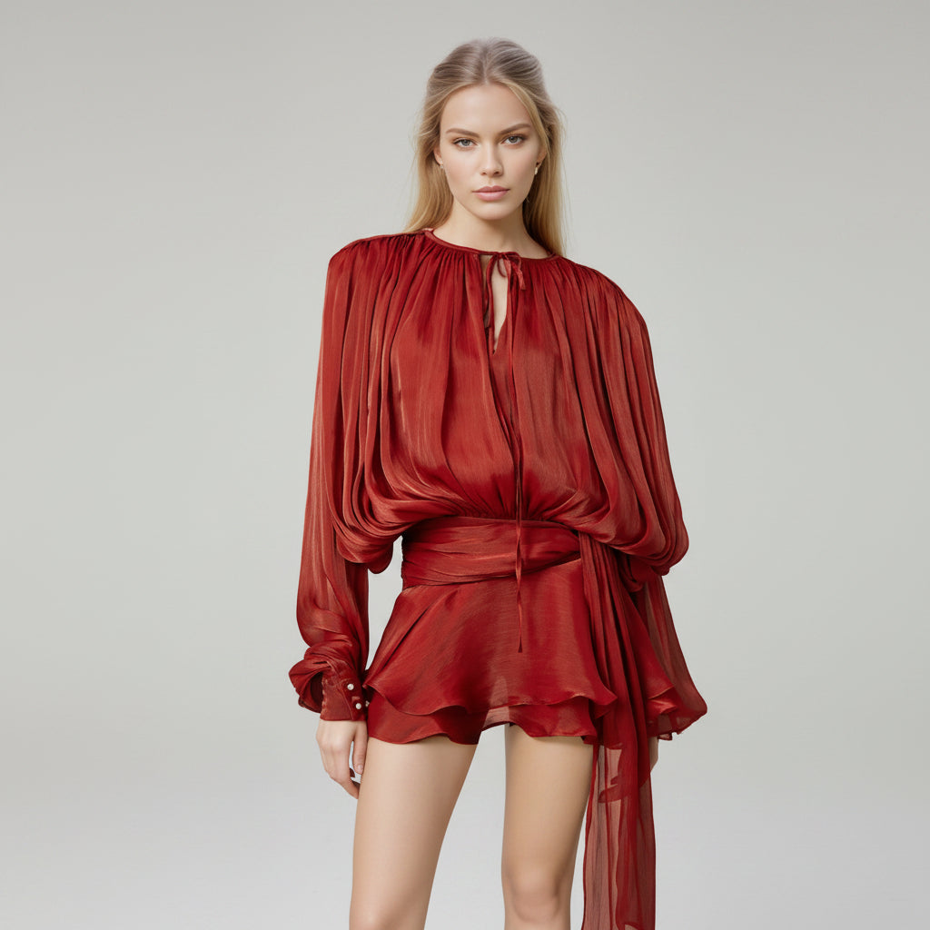 Dames Luchtige Elegante Set met Jurk Top en Shorts | Speelse Zomer Outfit met Luxe Uitstraling | Gisel