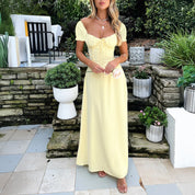 Dames Elegante A-lijn Maxi Jurk met Strikdetail | Flatterende Hoge Taille Jurk | Gisella
