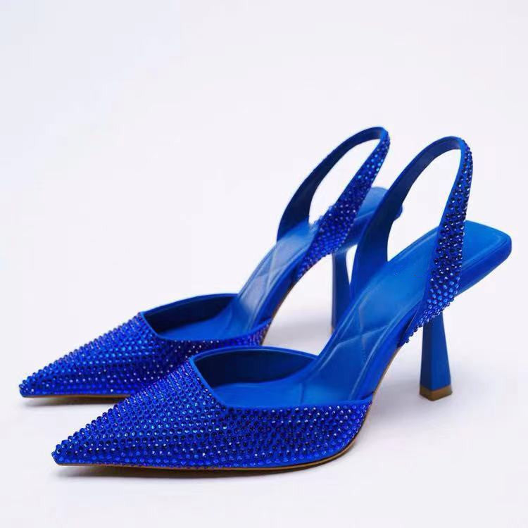 Dames Strass Slingback Hak Dames – Luxe Puntige Pumps Met Glitter Steentjes | Gisra